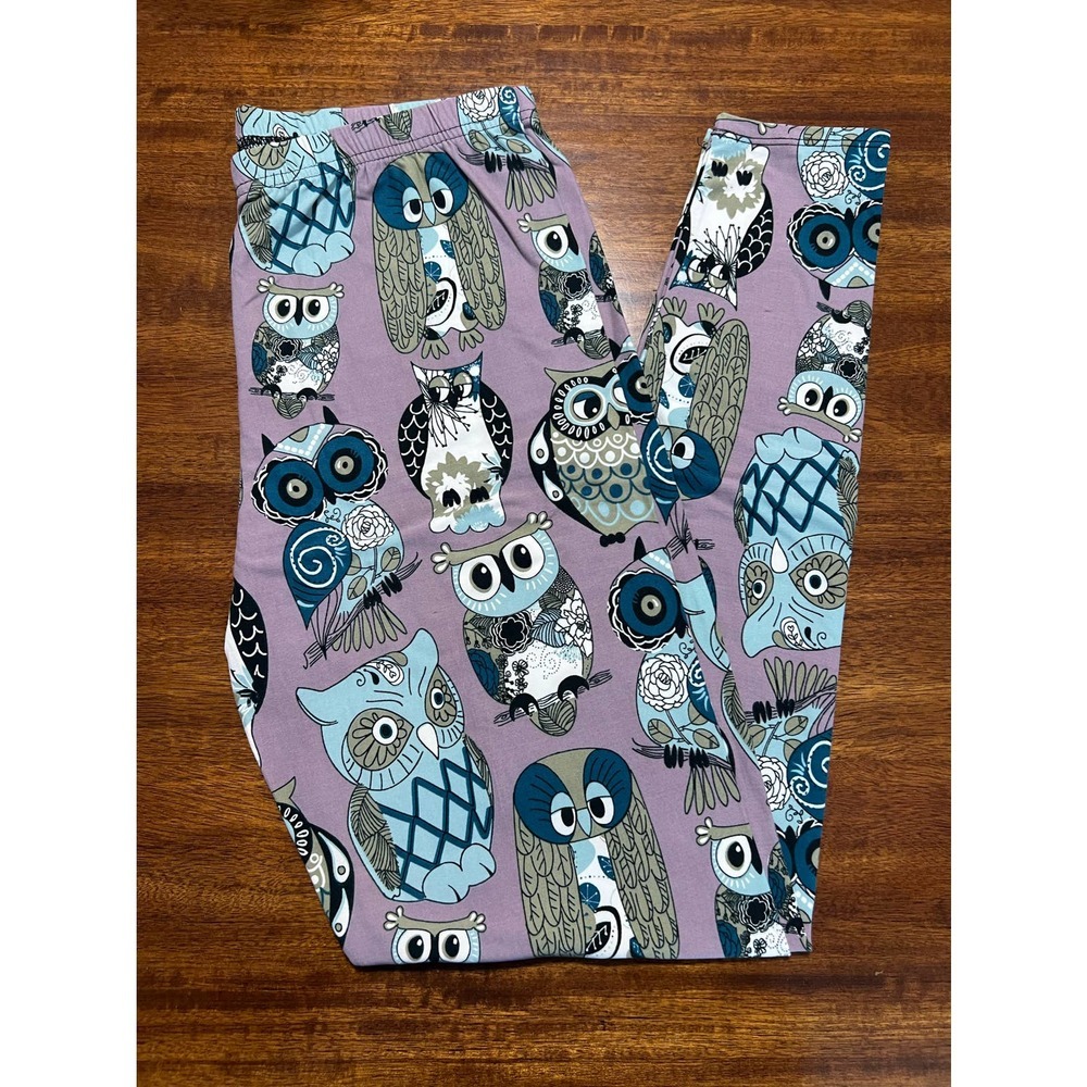 New Womens Lavender Owl Stretch Butter Soft Legging Plus Size 10-18